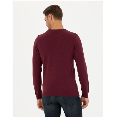 Bordeaux Slim Fit Bicycle Neck Basic Knitwear Казах