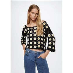 Jersey crochet margaritas -  Mujer | MANGO OUTLET España