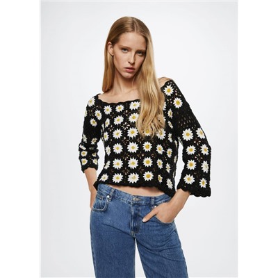 Jersey crochet margaritas -  Mujer | MANGO OUTLET España