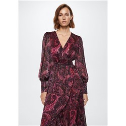 Vestido estampado paisley volante -  Mujer | MANGO OUTLET España