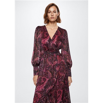 Vestido estampado paisley volante -  Mujer | MANGO OUTLET España