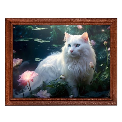 POSG-0341 Постер в рамке 23x17см Белый кот