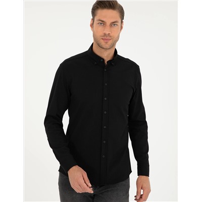 Black Slim Fit рубашка с длинным рукавом