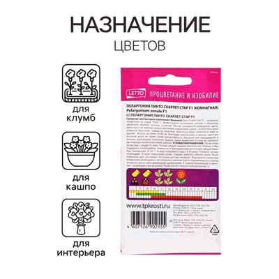 Семена цветов Пеларгония "Пинто Скарлет Стар", F1, 4 шт