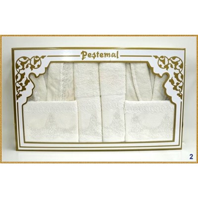 Халат Pestemal 2 шт.муж./жен. c полотенцами 50*90(2)/70*140(2)/L В 319 (Акция)