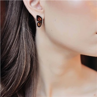 Серебряные серьги с янтарём E9153RO