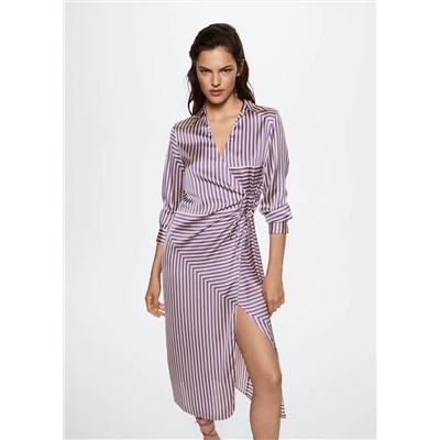 Vestido rayas satinado -  Mujer | MANGO OUTLET España