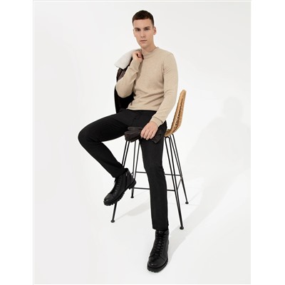 Стоун Melanj Slim Fit Half Fisherman воротник Основной вязаный свитер