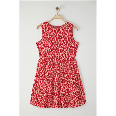 Multi -Color Flower Pattern круглый ляк -фигуристка вязаная текстура Большой размер платье TBBSS25AH00173