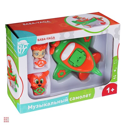Игрушка музыкальная в виде самолета, 2 персонажа