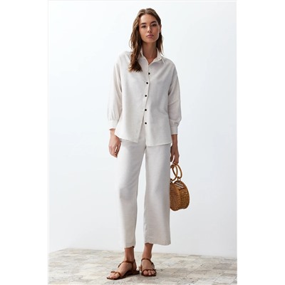Ecru Linen выглядящее плетение рубашки-пантолоновое набор Twoss24au00065
