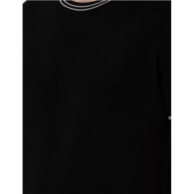 Black Slim Fit Bike Yaka Triko T -For
