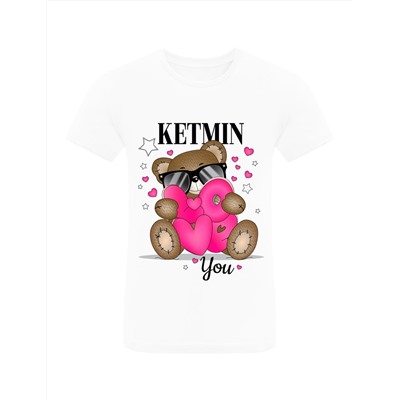 Футболка для девочки KETMIN МИШКА LOVE цв.Белый/Фукси