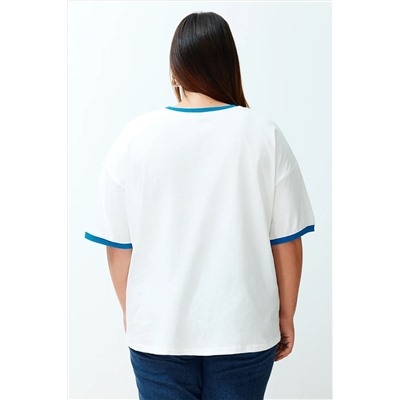 Ekru Unisex Oversiz Casual 100 %хлопковая пара вязание футболка TBBSS24BF00033