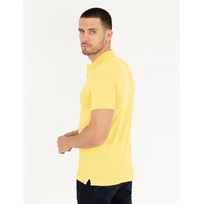 Светло -желтый стройный посадка Polo yaka basic t -красавица