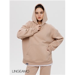Женский худи оверсайз из футера с начесом Lingeamo кофейный ВК-24 (3)