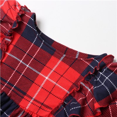 Платье детское с рюшами KAFTAN "Клетка" размер 34 (122-128 см)