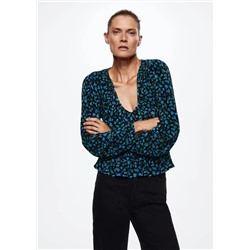 Blusa plisada estampada -  Mujer | MANGO OUTLET España