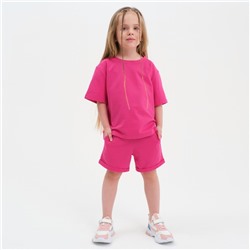 Комплект детский (футболка, шорты) KAFTAN "Basic line" размер 32 (110-116), цвет розовый