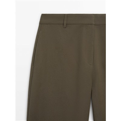 Pantalón recto mezcla algodón cropped