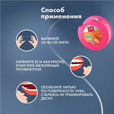 Вощеная нить Splat Dental Floss Refill с клубникой, 30 м