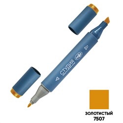 Маркер двусторонний для скетчинга Гамма "Студия", золотистый, корпус трехгранный, пулевид./клиновид. наконечники
