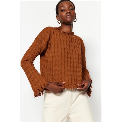 TRENDYOLMİLLA Camel Yumuşak Dokulu Basic размер S