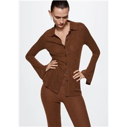 Camisa canalé botones -  Mujer | MANGO OUTLET España