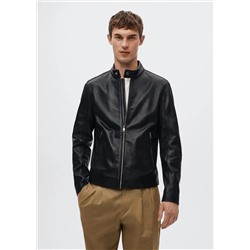 Cazadora biker piel -  Hombre | MANGO OUTLET España
