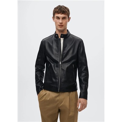 Cazadora biker piel -  Hombre | MANGO OUTLET España