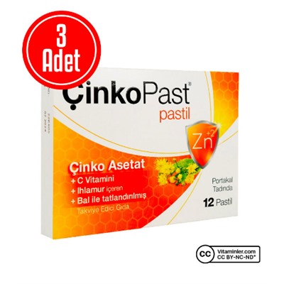 Cinkopast Витамин С Липовый мед 12 пастилок x 3 шт.