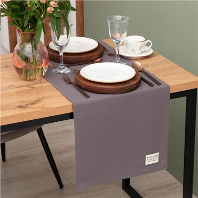 Дорожка на стол Этель Kitchen 40×150 +/-5 см, серая, 100% хлопок, саржа 220 г/м²