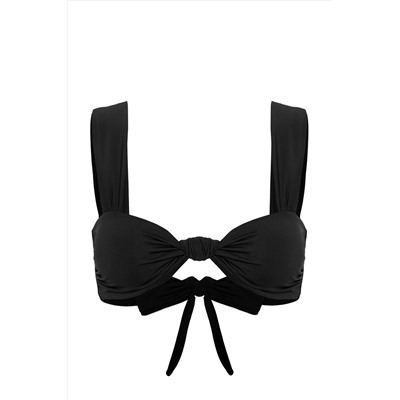 Черный топ бикини с узлом без косточек TBESS24BU00130