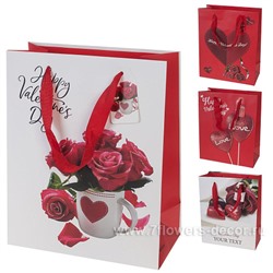 Набор пакетов подарочных "Valentine day", 26x12,5xH32 см (12шт), в асс.
