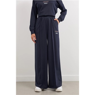 Navy Blue Emelcodery Detailed Cooled Lowed Lower Set Tedaw25US00024