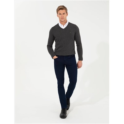 Серый меландж Slim Fit v Yaka Basic Knitwear Kazakh