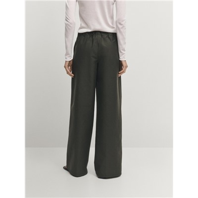 Pantalón wide leg cintura elástica