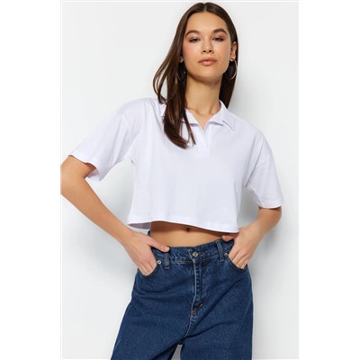 Белая 100 %хлопок расслабленная/наличия плесени Polo Polo Yaka Funtting футболка Twoss22ts0241