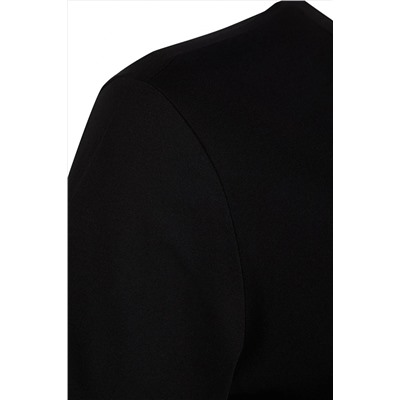Black Petroleum Boyfry Boyfry Bicycle Neck Slit 100 %хлопковая вязаная футболка TBBSS22BF0031