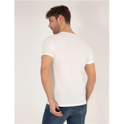 Ekru Slim Fit Textulled Bike Thrist T -For