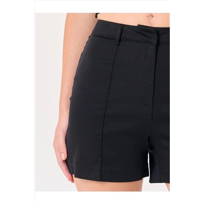 Черные тканые шорты приталенного кроя с высокой талией 23SS032001
