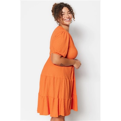 Open Orange Skater v -neck Cruve закрытие вязаного платья с большим размером TBBSS22EL2987