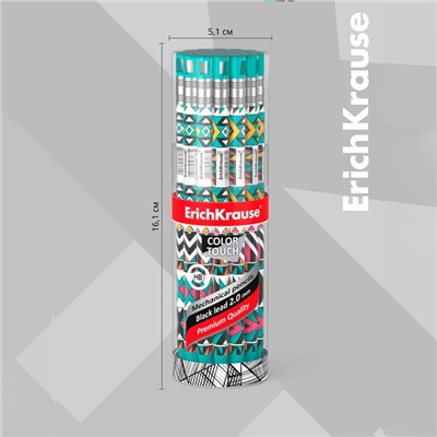 Карандаш механический ErichKrause "ColorTouch Ornament", грифель d=2,0 мм, с точилкой, корпус "Soft-touch" с дизайном, в тубусе