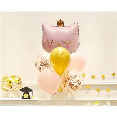 Воздушные шары фольгированные 32" «Кошечка-королева розовая»