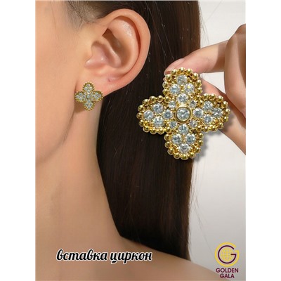 Серьги из медицинской стали с цирконом С7/7 золото