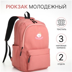Рюкзак школьный на молнии, 3 наружных кармана, цвет розовый