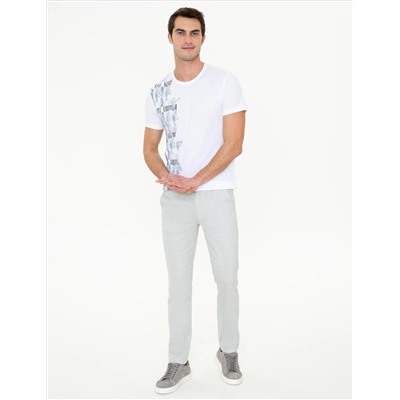 Ekru Slim Fit Bicycle Yaka T -Fork