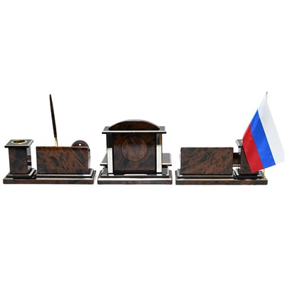 Настольный набор из обсидиана "Арго" 850*320*205мм.