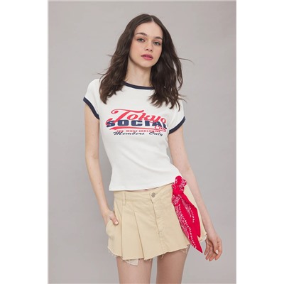 Ecru Slogan Printing Color Block установлен.