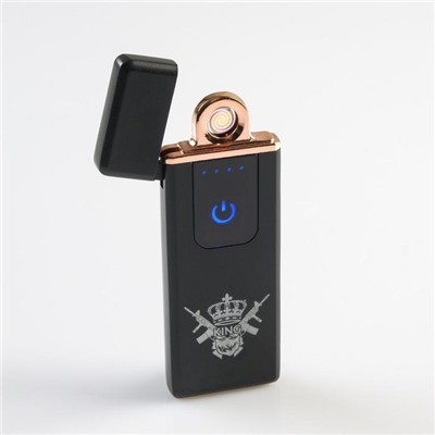 Зажигалка электронная KING, USB, спираль, 3×7.3 см, черная